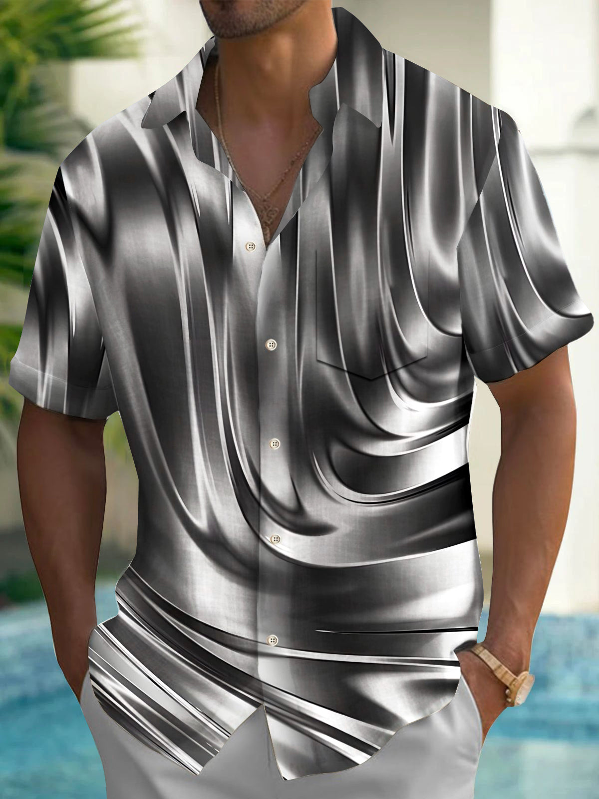 Geometry Men's Pocket Short Sleeve Shirts