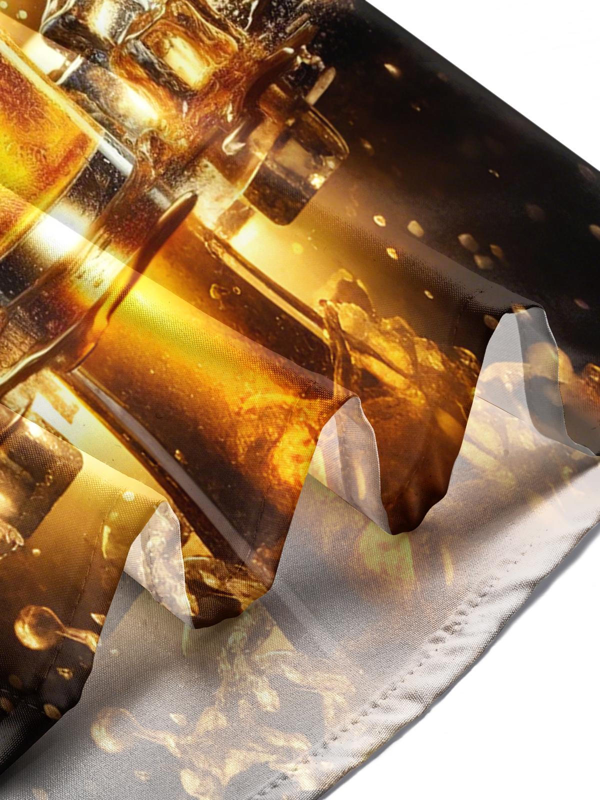 Beer Print Men's Pocket Short Sleeve Shirts