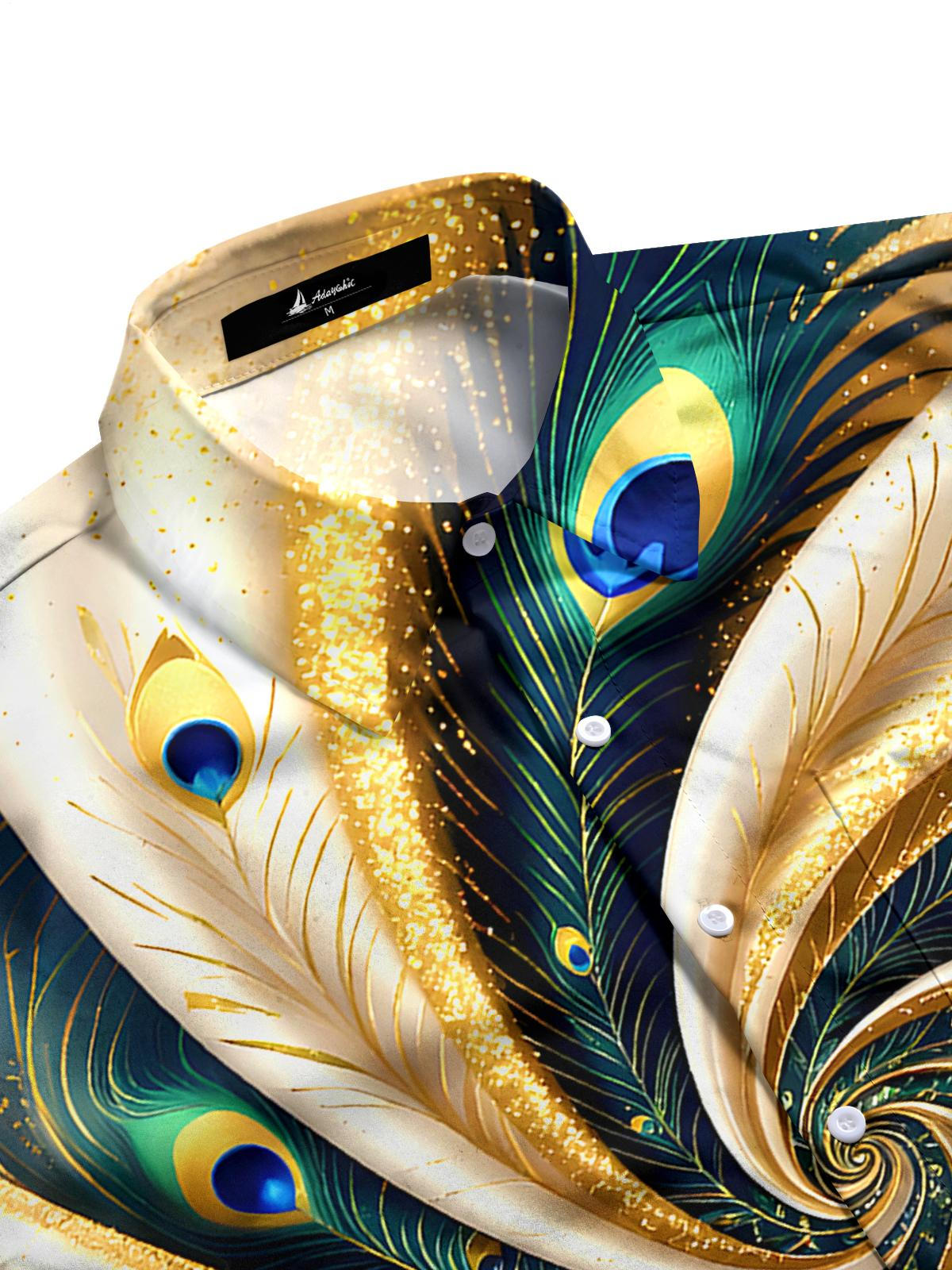 Peacock Feather Men's Pocket Short Sleeve Shirts