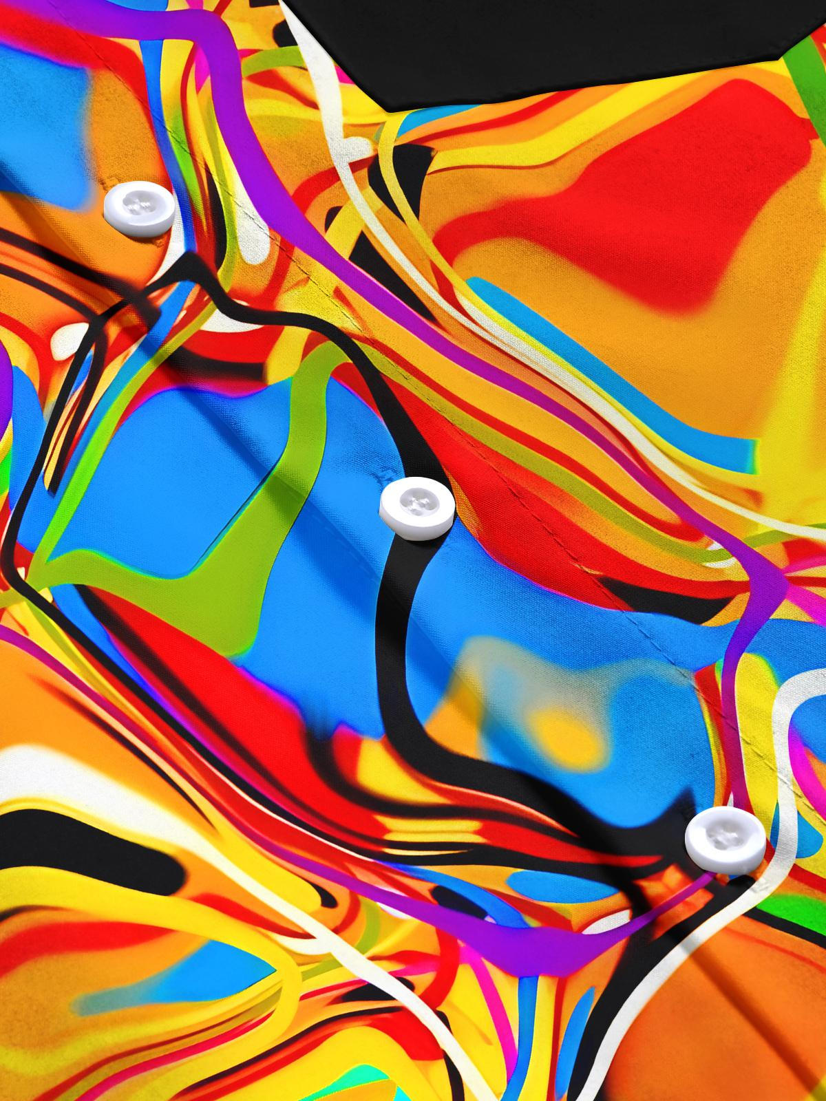 Colorful Tie Dye Abstract Men's Pocket Long Sleeve Shirts