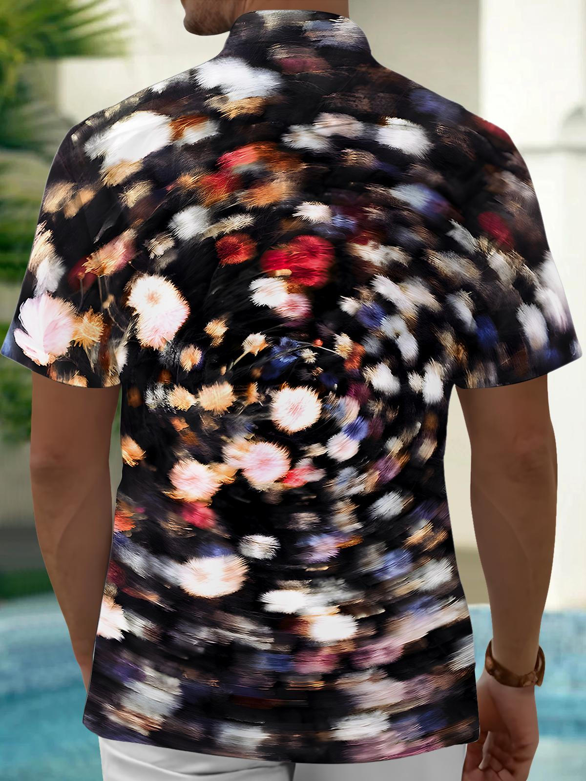 Tie Dye Floral Men's Pocket Short Sleeve Shirts