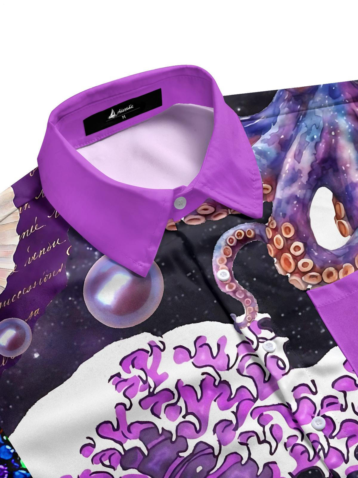 Marine Life Print Men's Pocket Short Sleeve Shirts