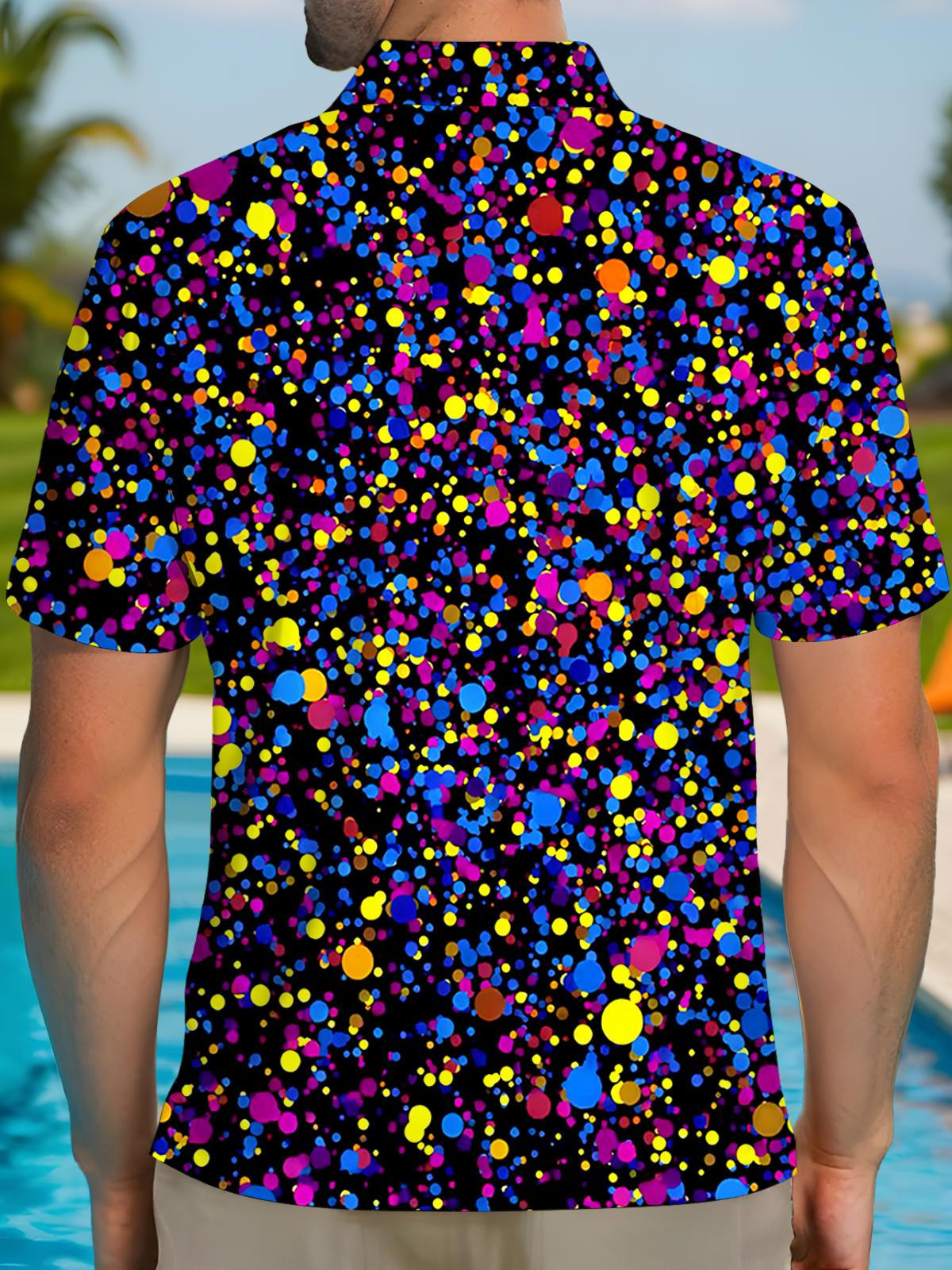 Tie Dye Men's Short Sleeve Button Polo Shirt