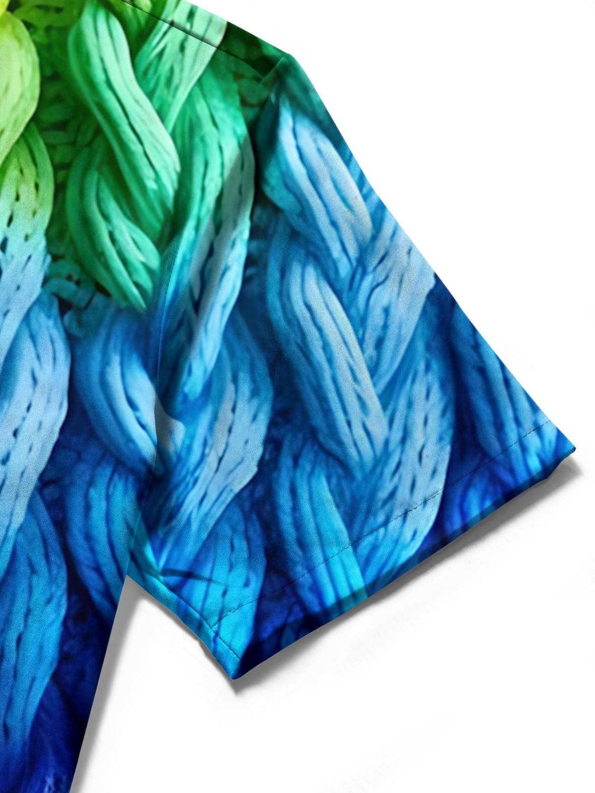 Rainbow Braided Rope Print Men's Pocket Short Sleeve Shirts