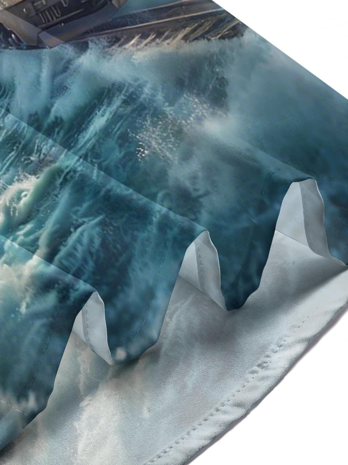 Ocean Train Print Men's Pocket Short Sleeve Shirts