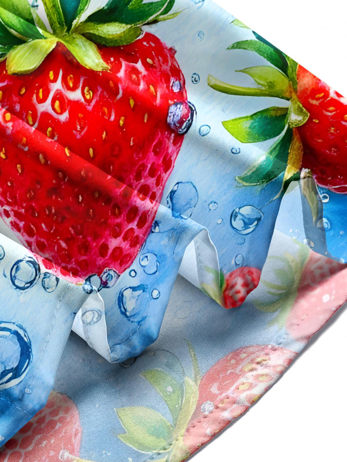 Strawberry Print Men's Pocket Short Sleeve Shirts