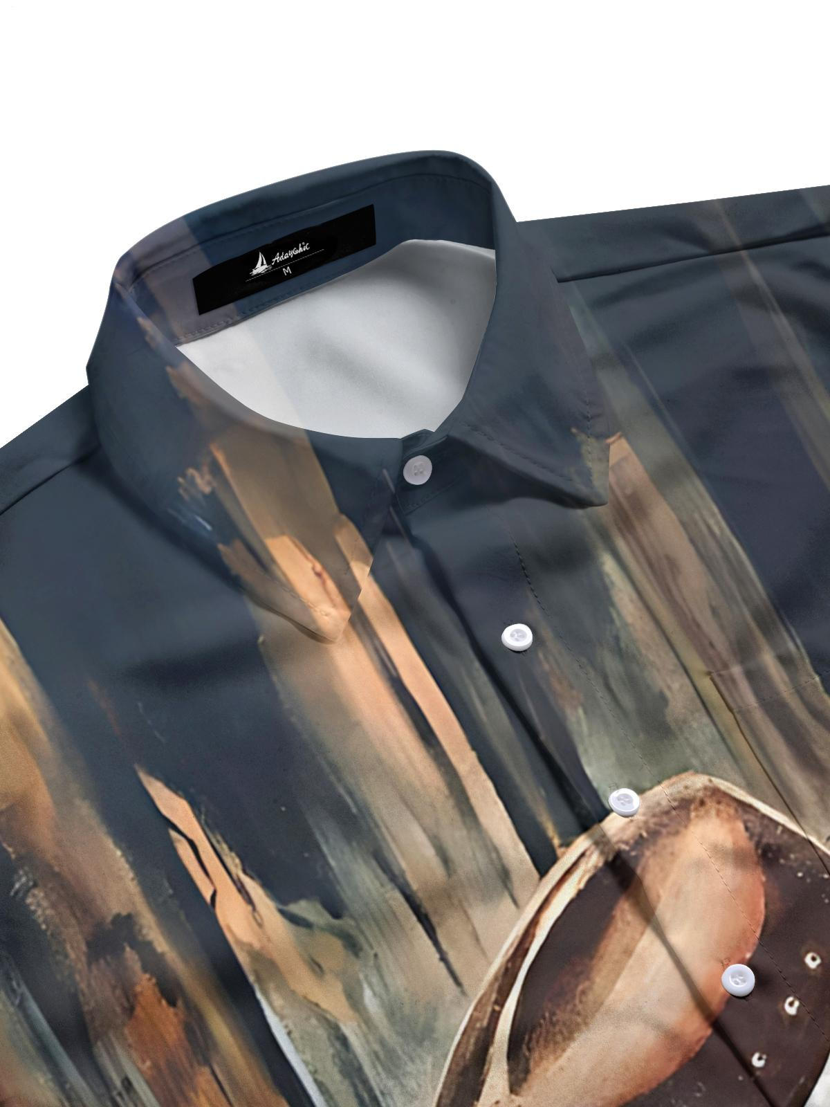 Western Cowboy Boots Print Men's Pocket Long Sleeve Shirts