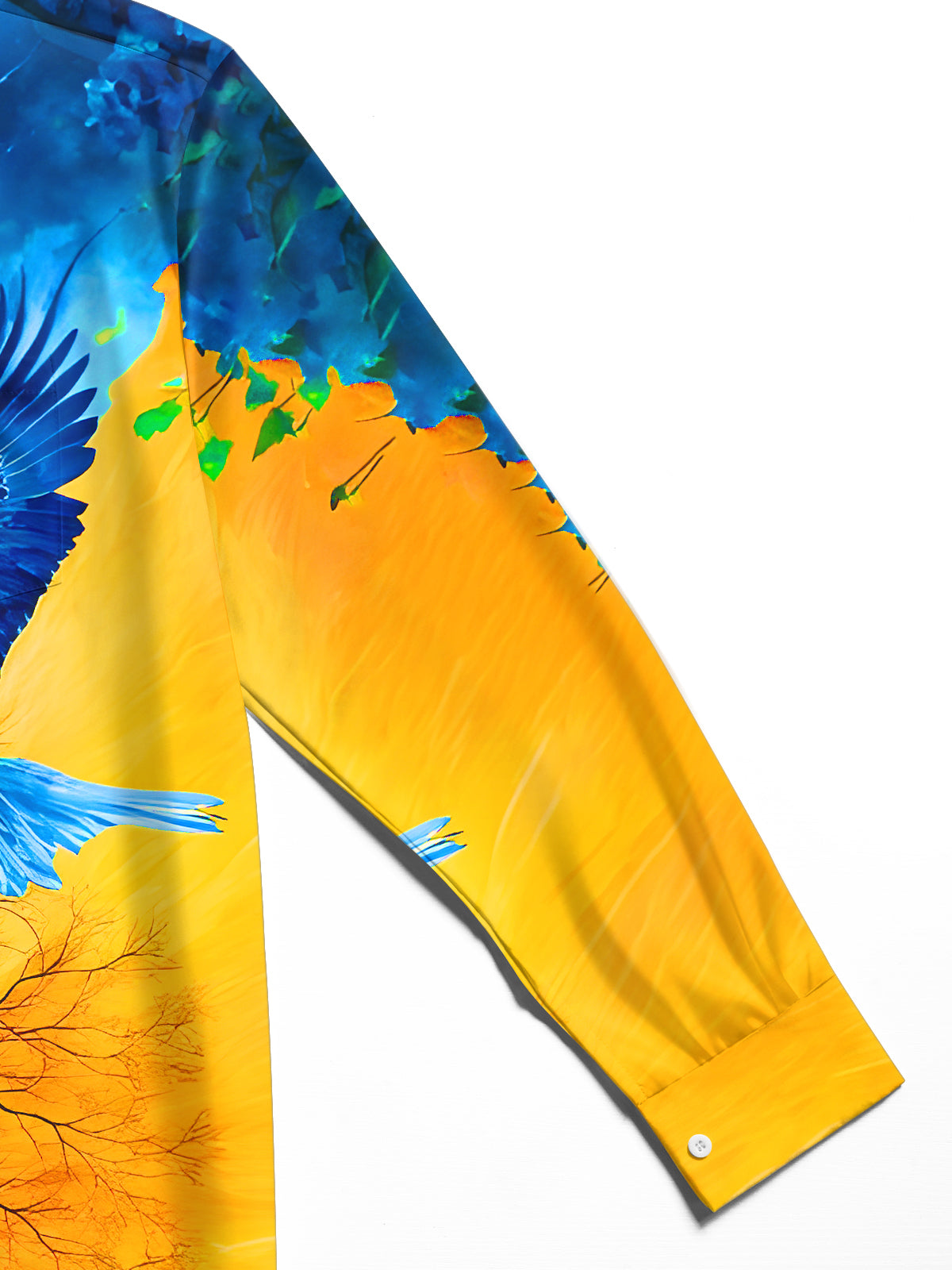 Art Blue Eagle Color-Blocked Tree Men's Pocket Long Sleeve Shirts