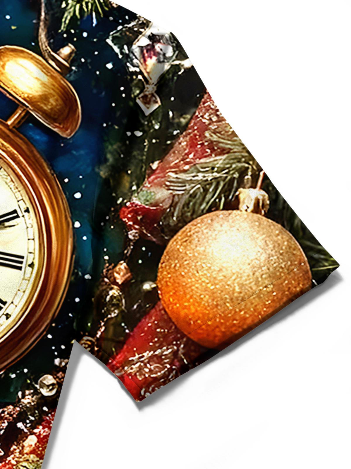 Christmas Clock Men's Pocket Short Sleeve Shirts