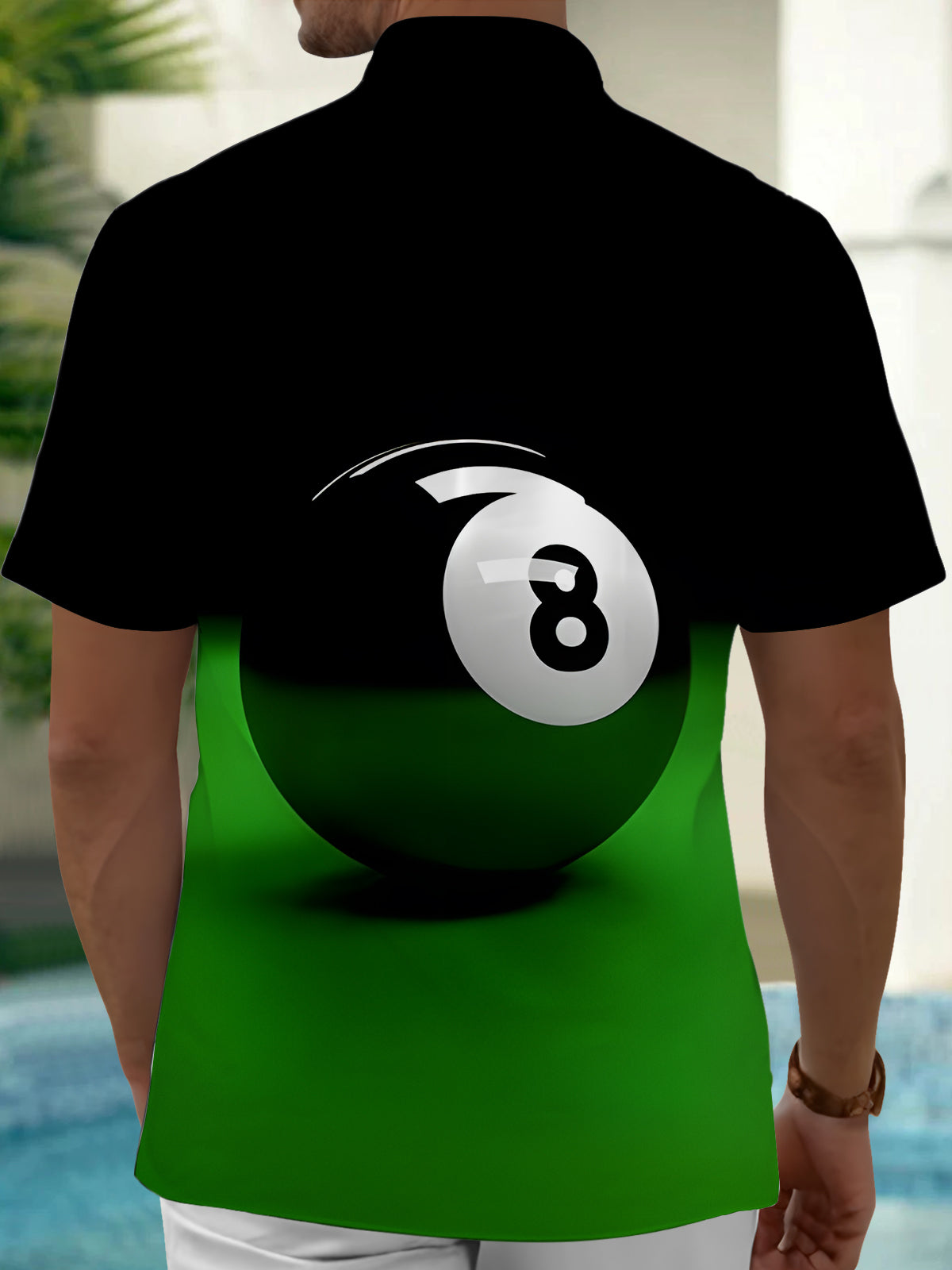 Billiard Print Men's Pocket Short Sleeve Shirts