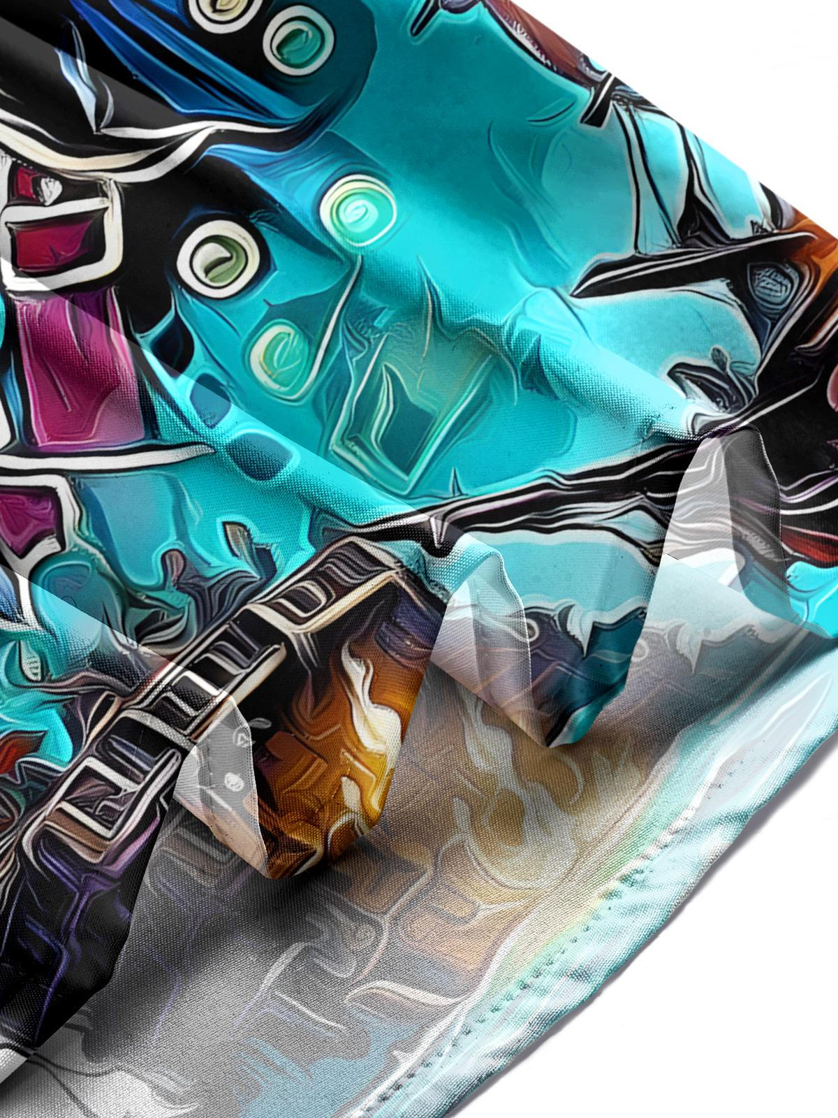 Pirate Ship Print Men's Pocket Short Sleeve Shirts