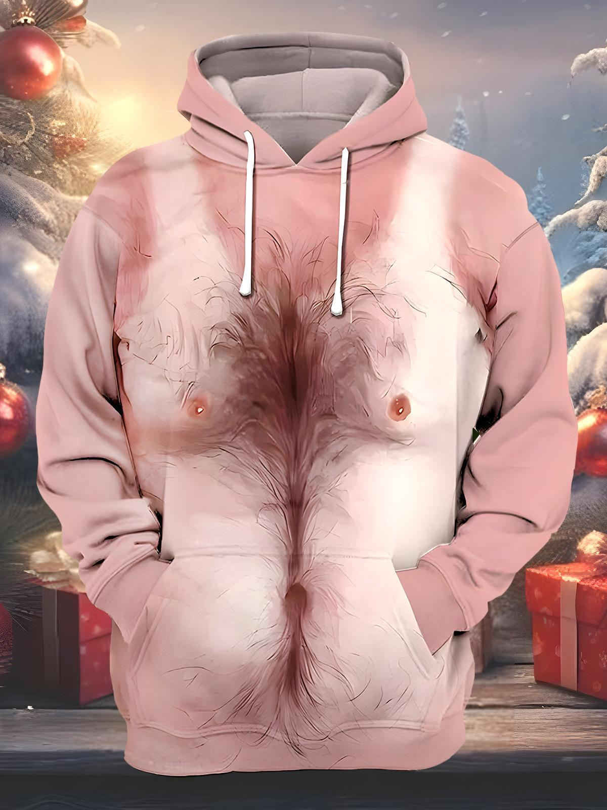 Funny Christmas Costume Men's Long Sleeve Pocket Hoodies