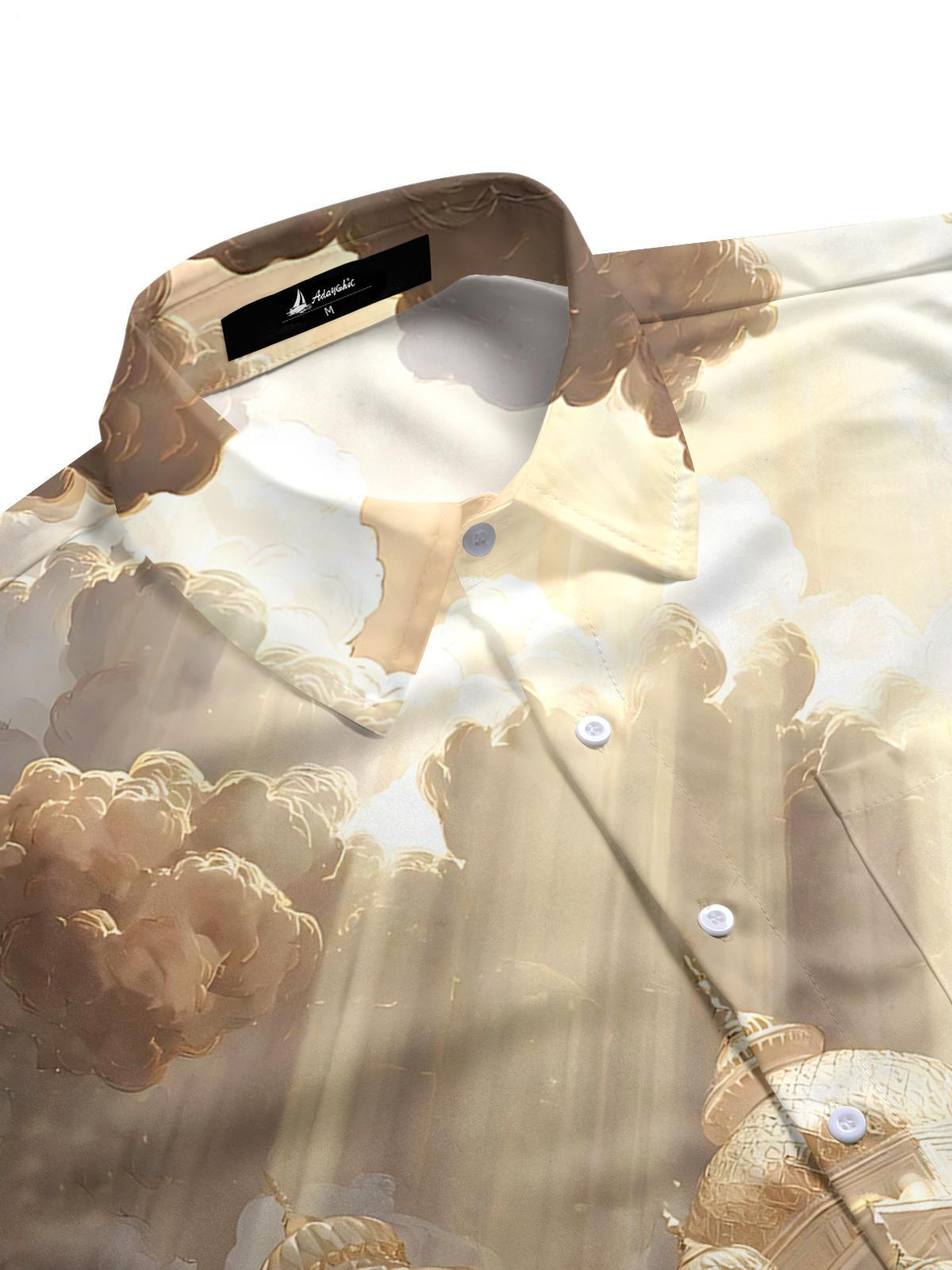 Castle Print Men's Pocket Short Sleeve Shirts