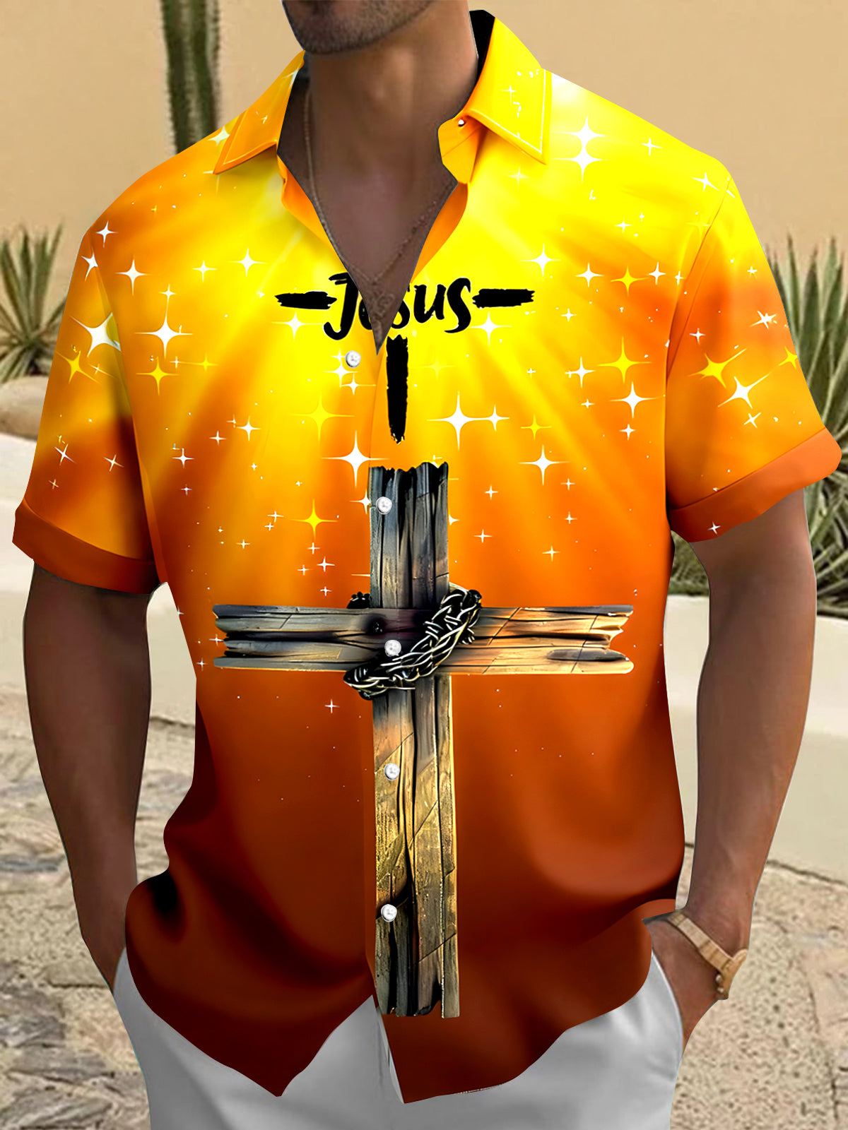 Cross Jesus Men's Pocket Short Sleeve Shirts