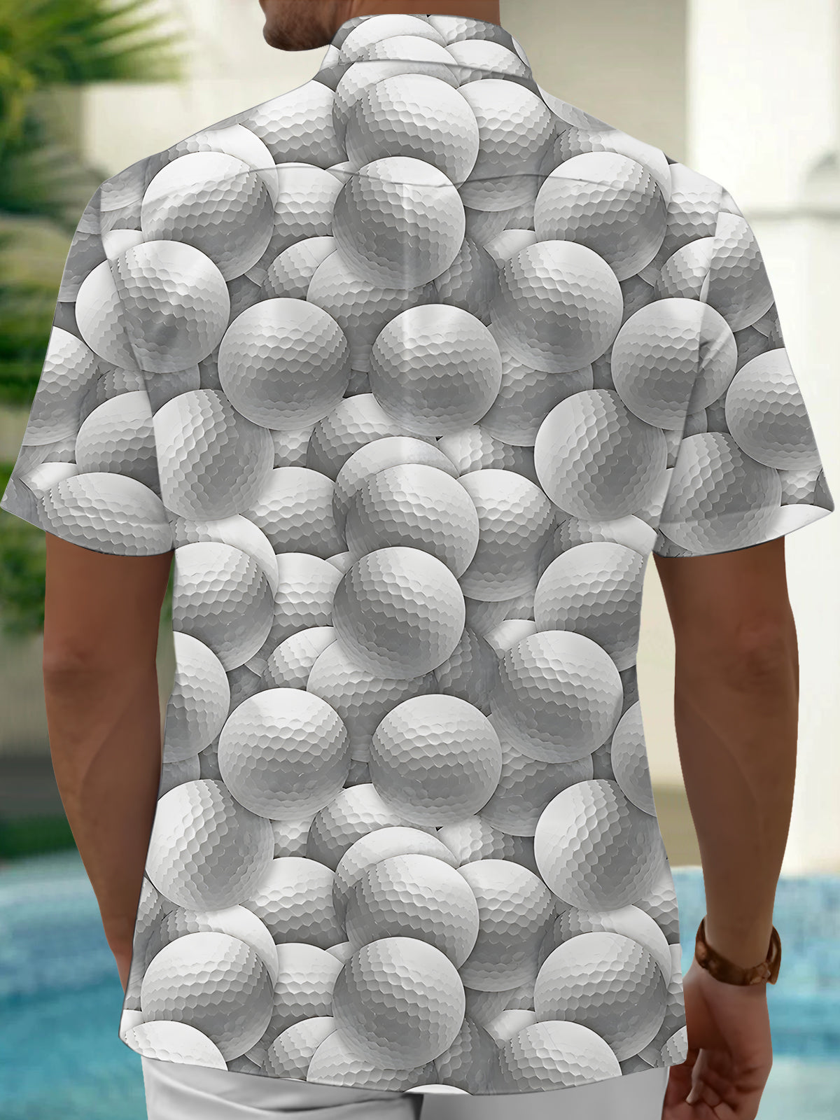Golf Print Men's Pocket Short Sleeve Shirts