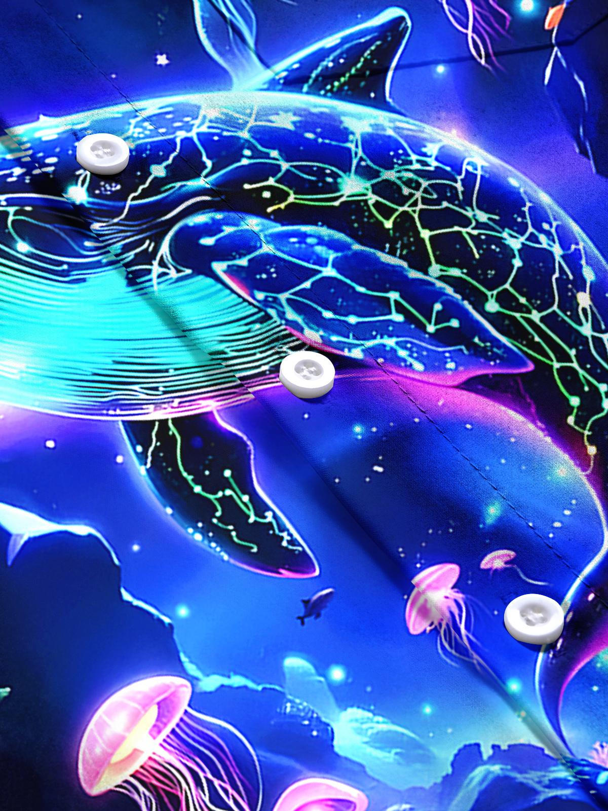 Hawaiian Whale Men's Pocket Short Sleeve Shirts