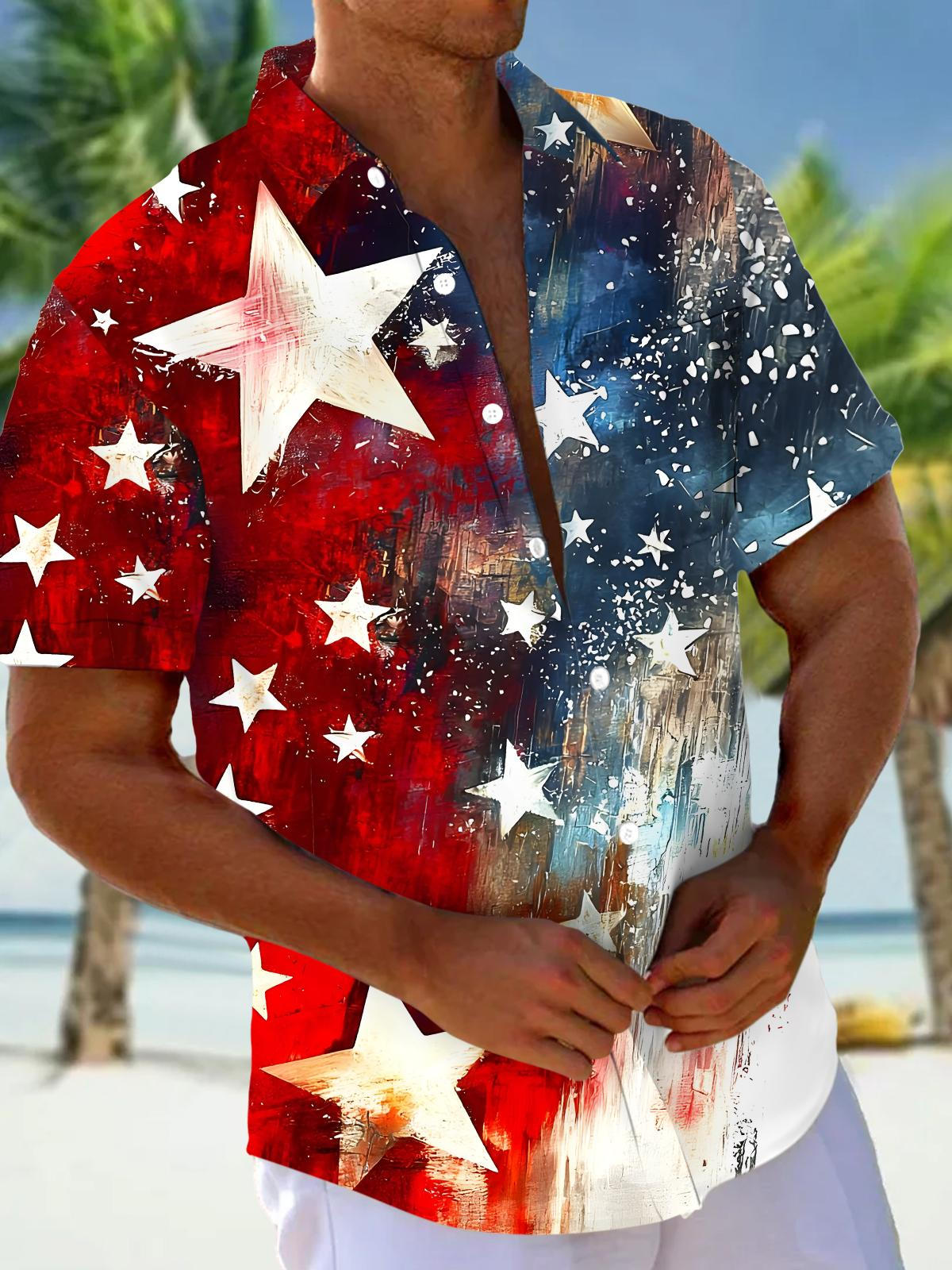 Independence Day Men's Pocket Short Sleeve Shirts