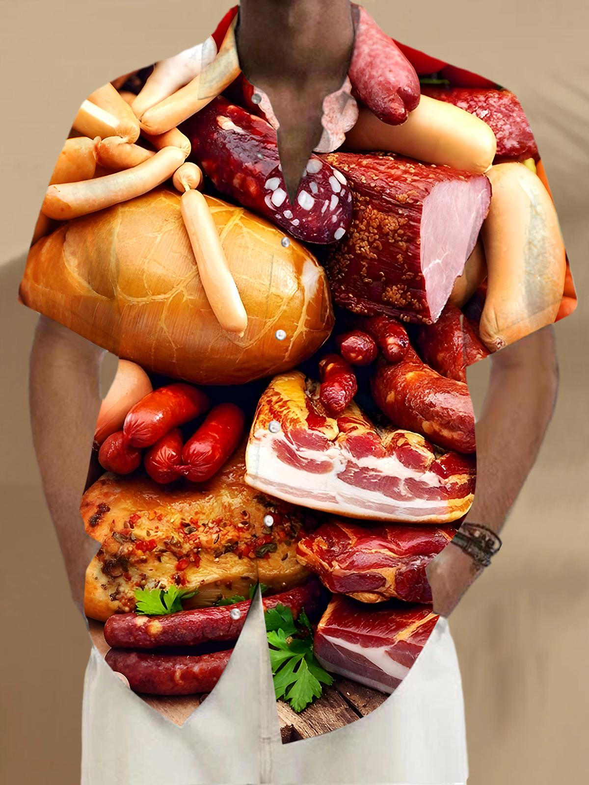 Food Men's Pocket Short Sleeve Shirts