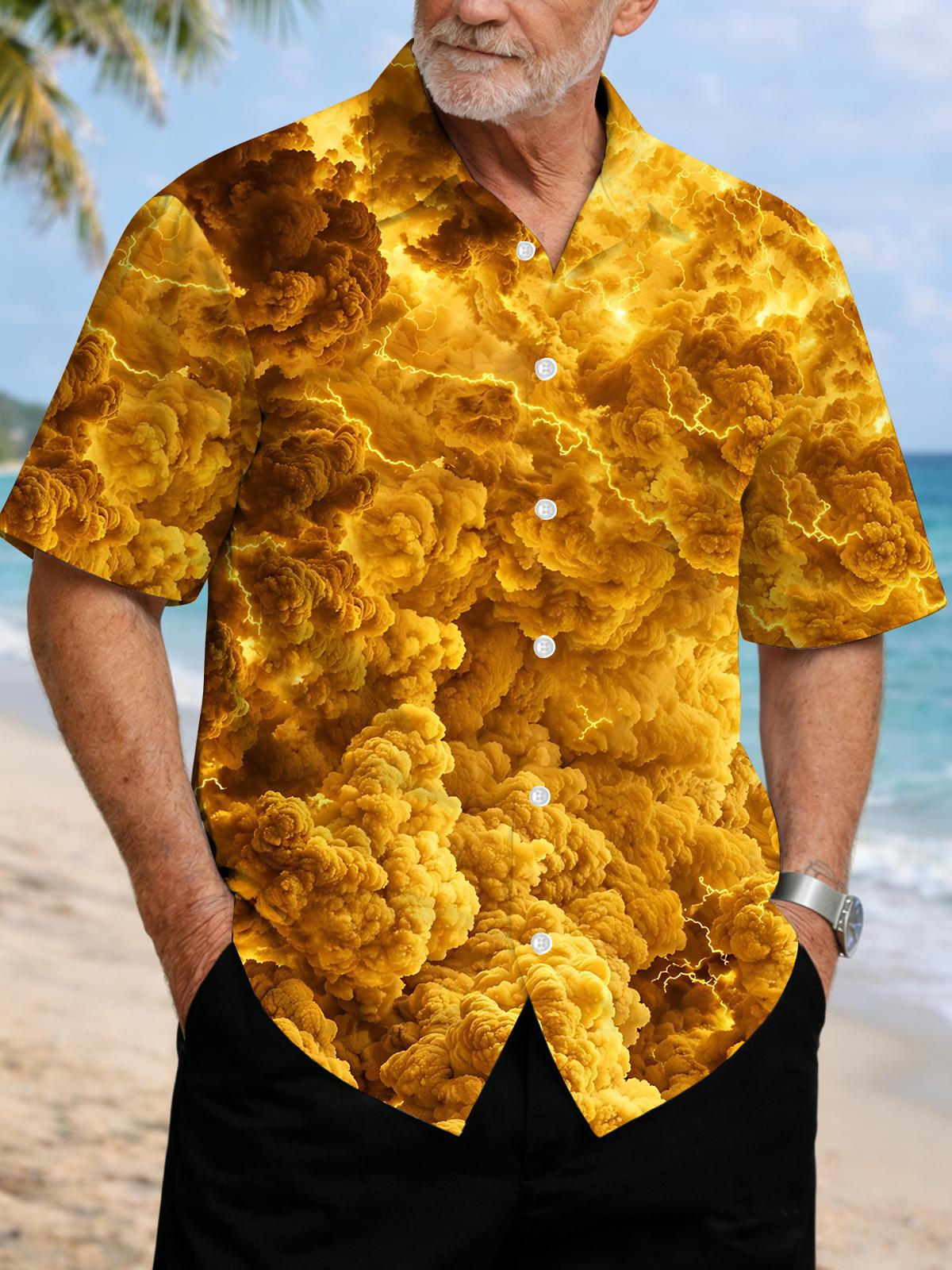 Abstract Print Men's Pocket Short Sleeve Shirts