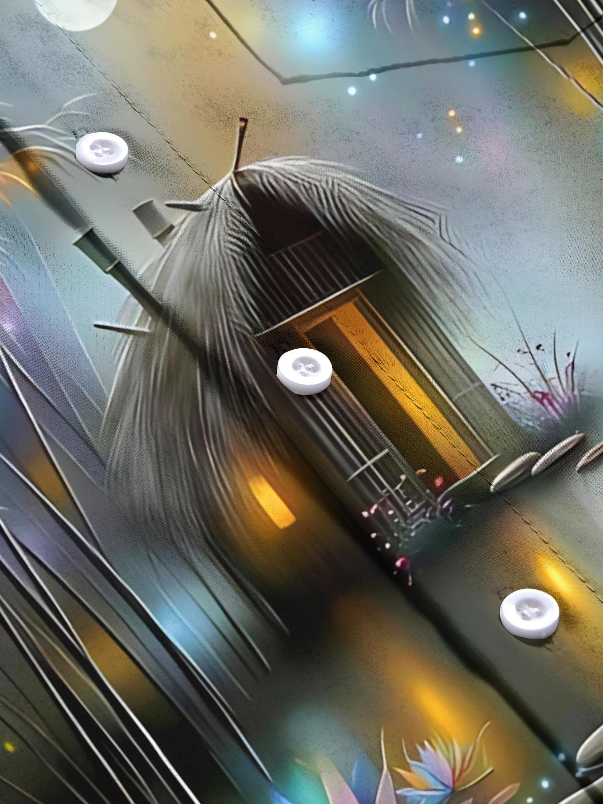 Bamboo Forest Grass House Art Print Men's Pocket Short Sleeve Shirts