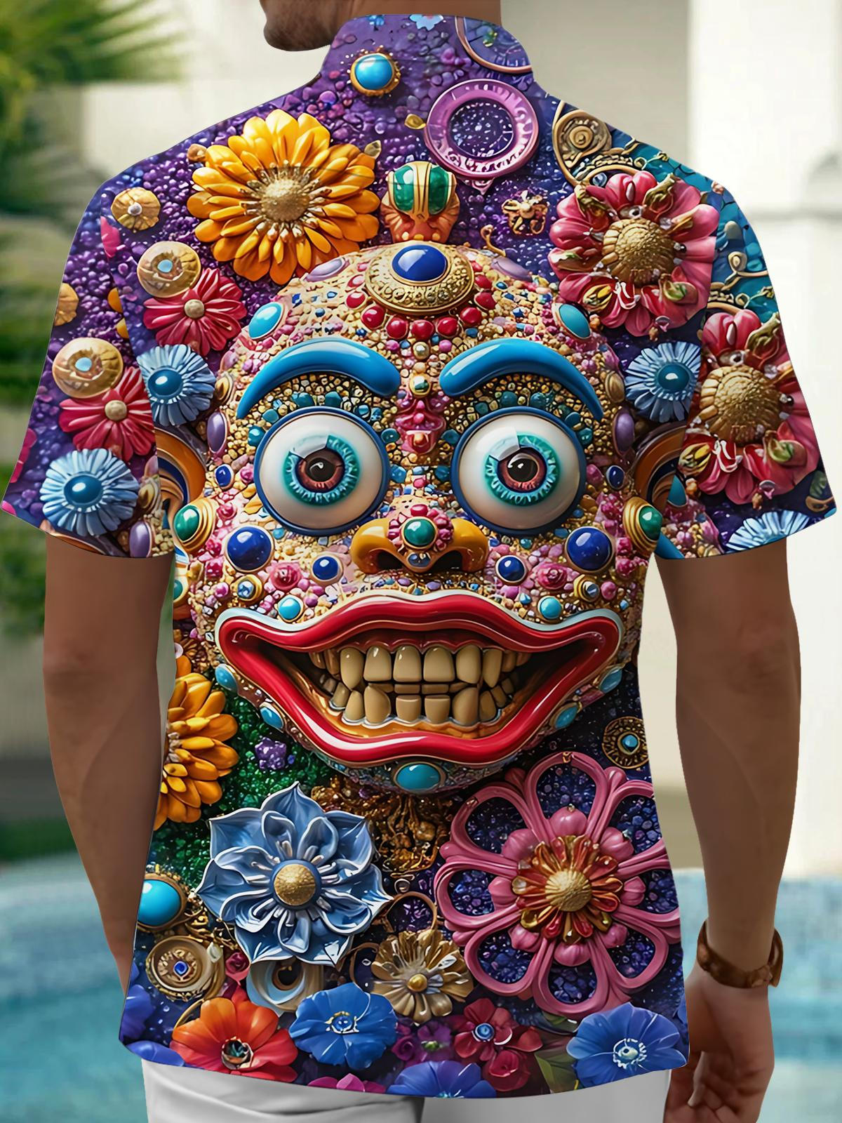 Funny Print Men's Pocket Short Sleeve Shirts