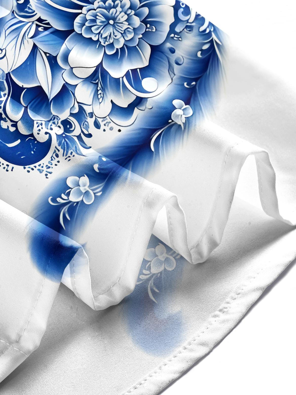 Cat Floral Men's Pocket Short Sleeve Shirts