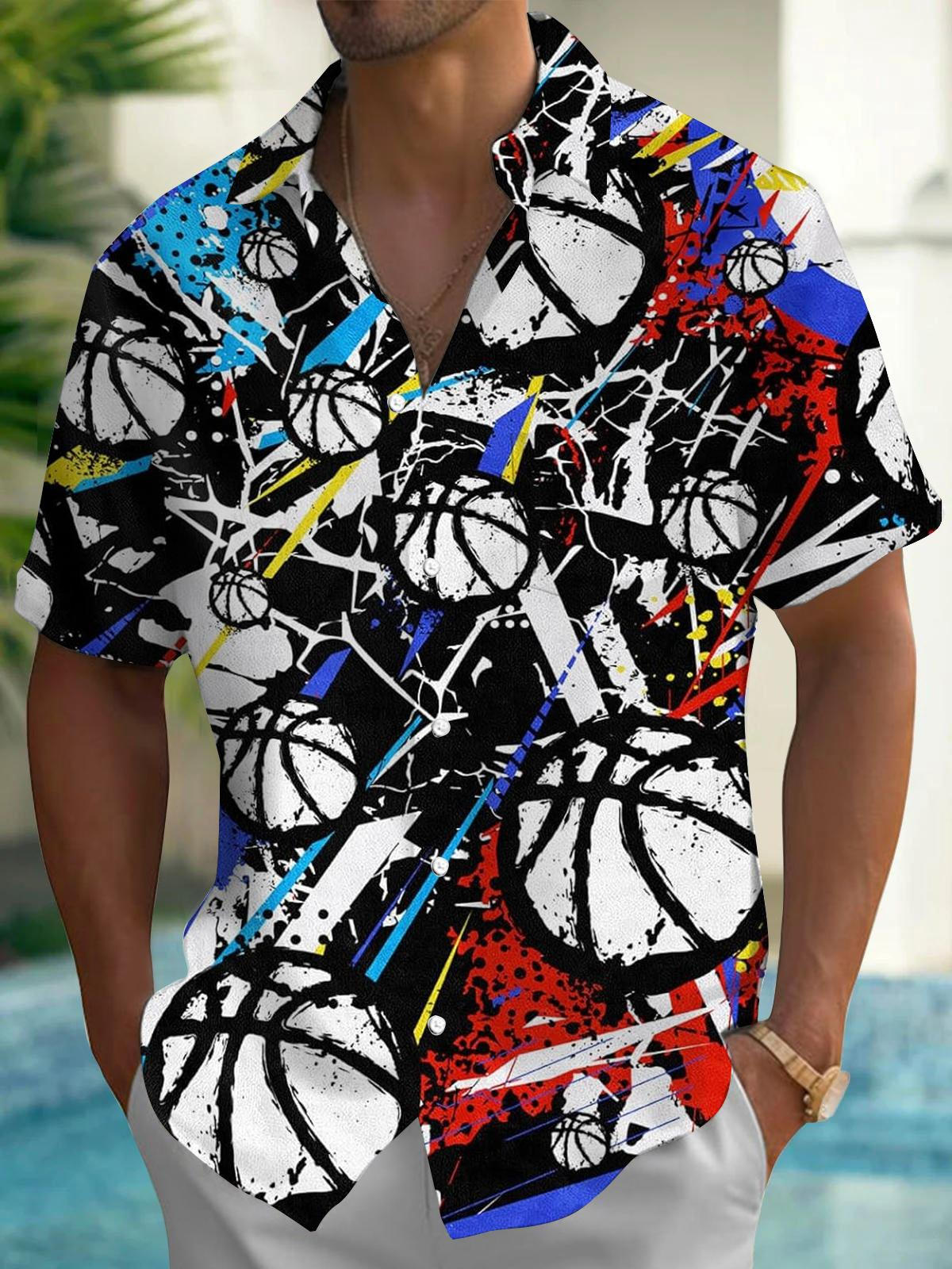 Basketball Art Print Men's Pocket Short Sleeve Shirts
