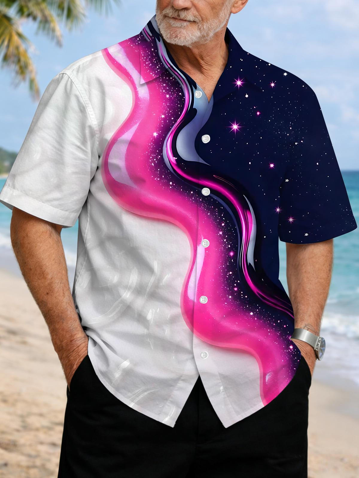 Abstract Print Men's Pocket Short Sleeve Shirts