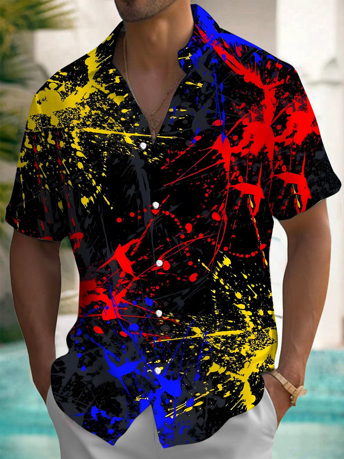 Abstract Gradient Print Men's Pocket Short Sleeve Shirts