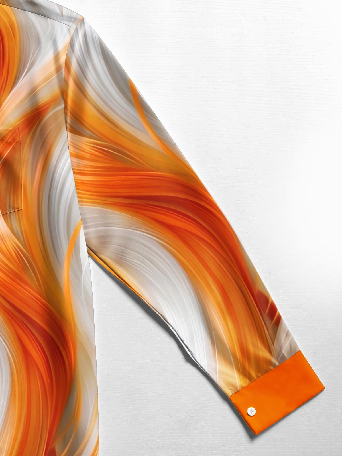 Abstract Gradient Print Men's Pocket Long Sleeve Shirts