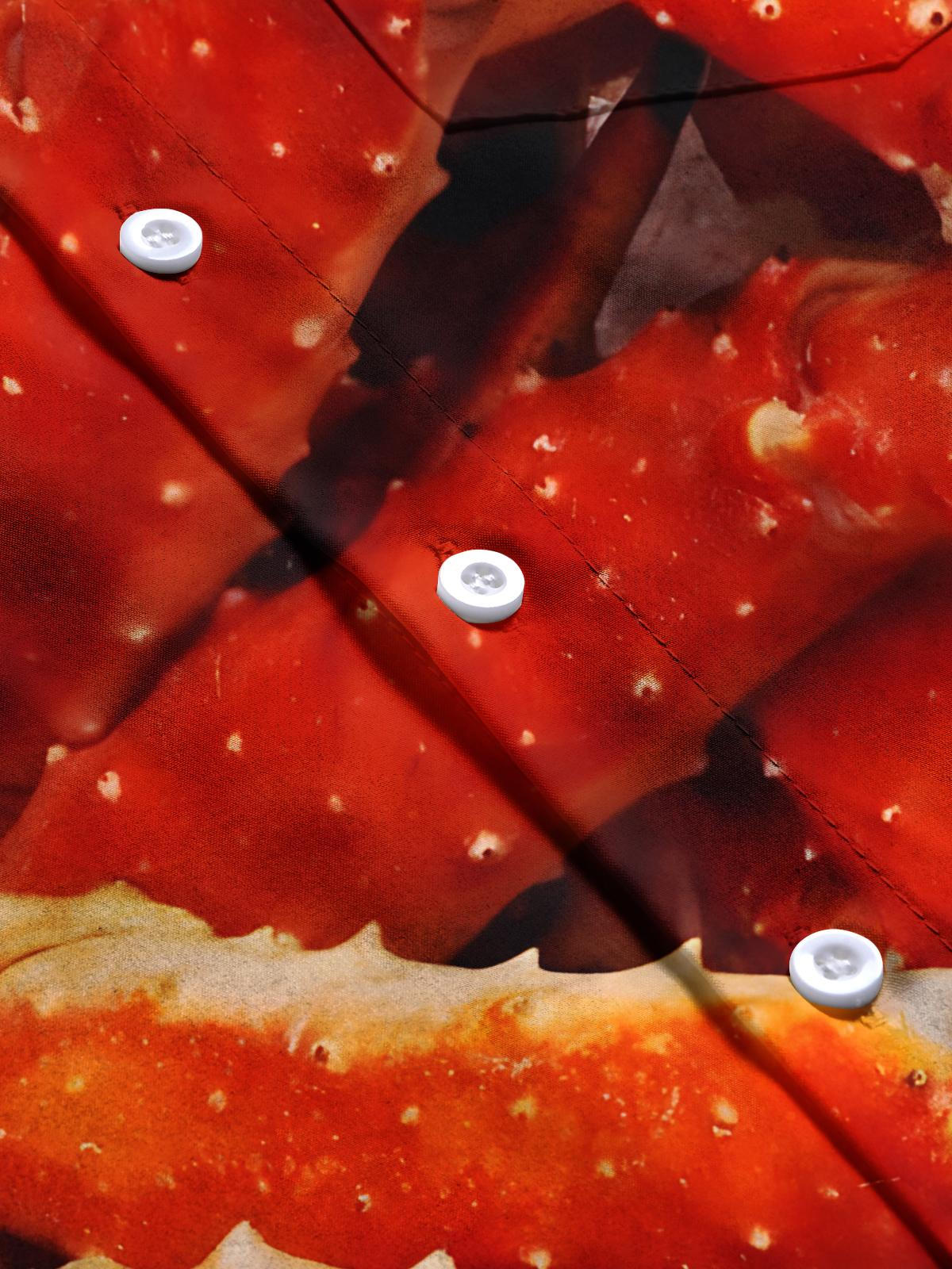 Crab Leg Print Men's Pocket Short Sleeve Shirts