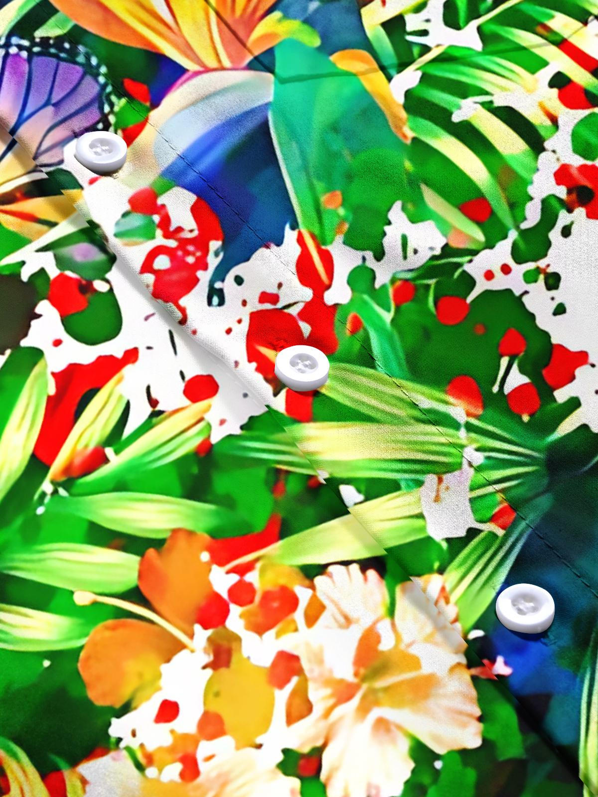 Plant Flower Leaf Men's Pocket Short Sleeve Shirts