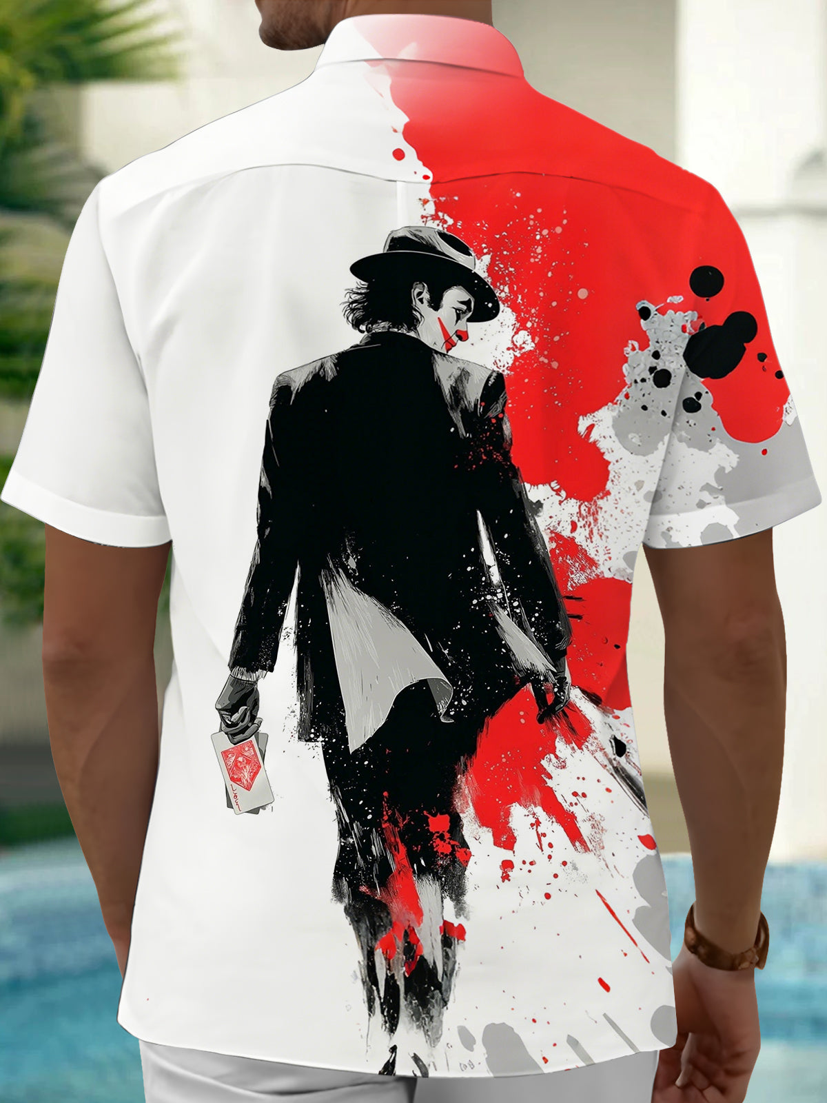 Joker Print Men's Pocket Short Sleeve Shirts