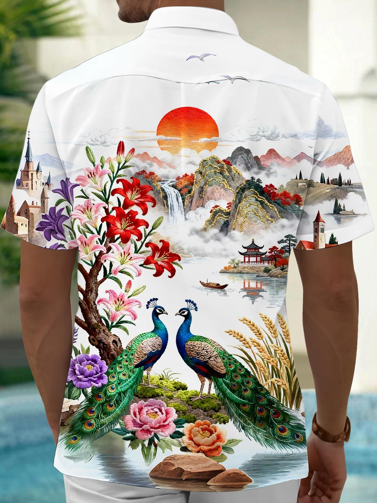 Peacock Men's Pocket Short Sleeve Shirts