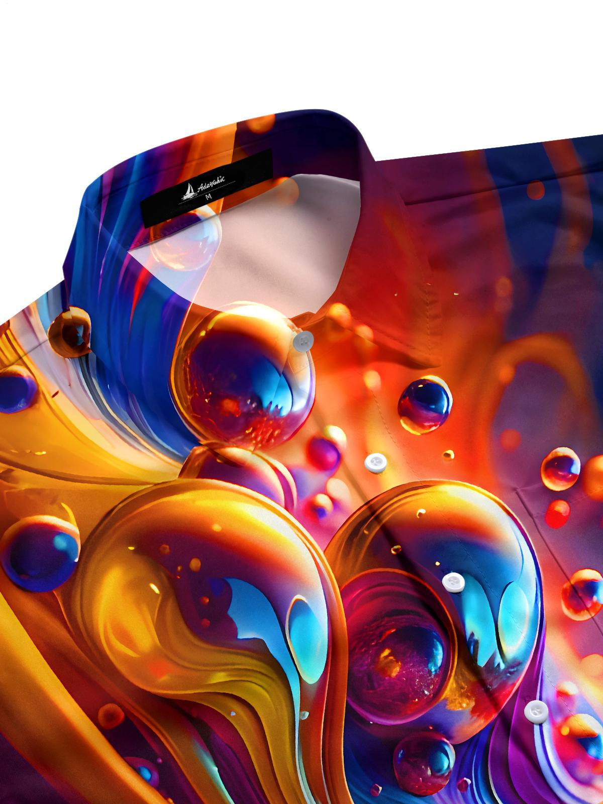 Psychedelic Flowing Water Droplets Men's Pocket Short Sleeve Shirts