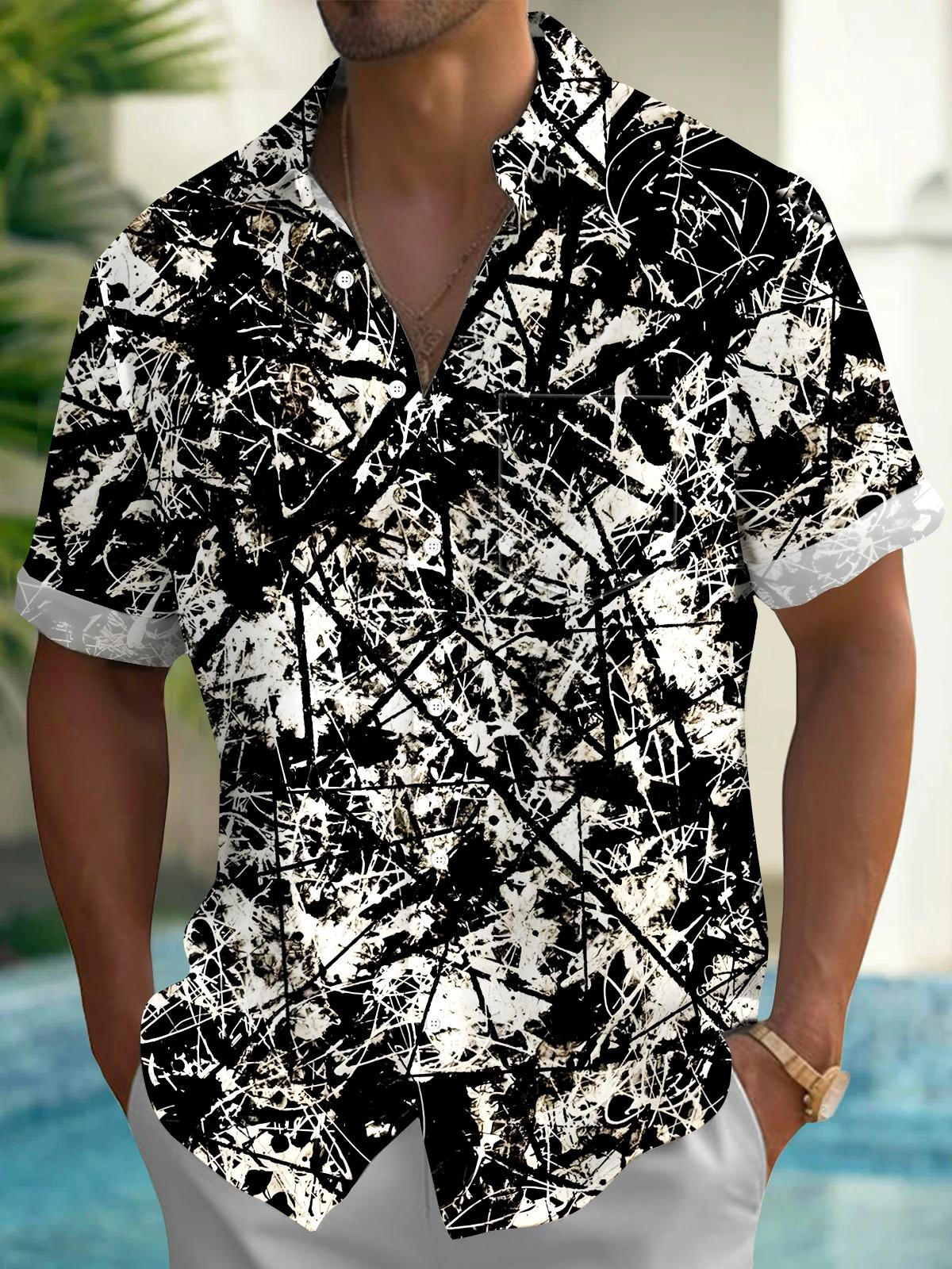 Abstract Men's Pocket Short Sleeve Shirts