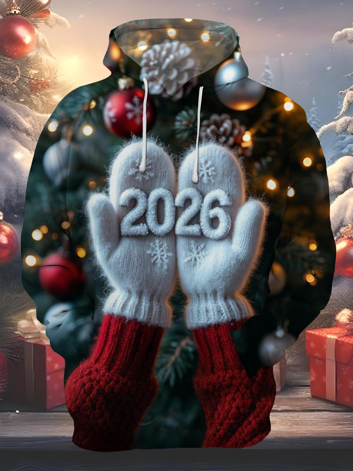 2026 Glove Print Men's Long Sleeve Pocket Hoodies