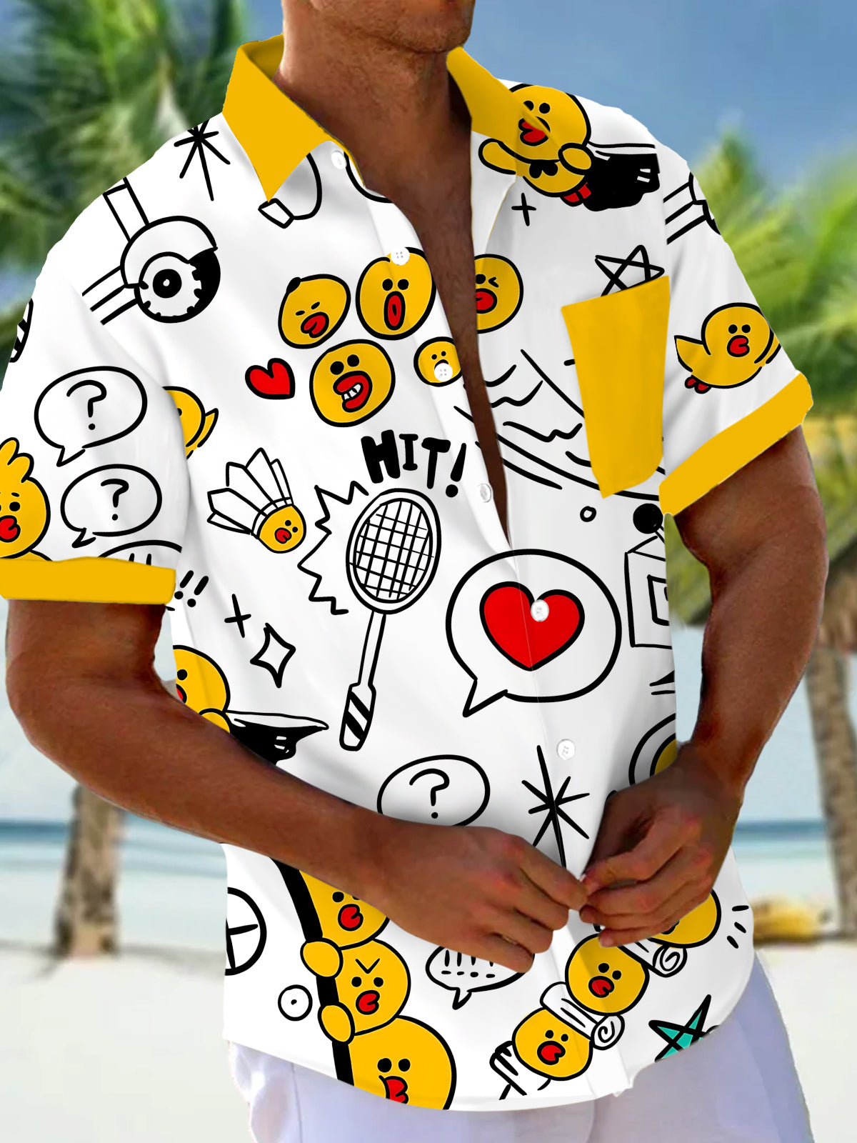 Graffiti Art Print Men's Pocket Short Sleeve Shirts