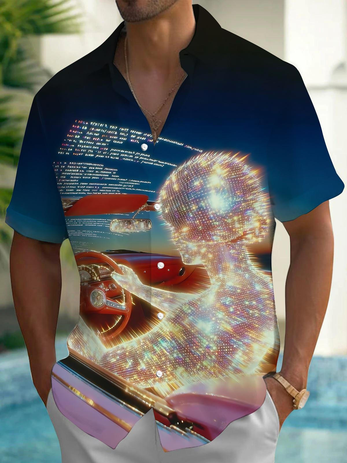 Art Print Men's Pocket Short Sleeve Shirts