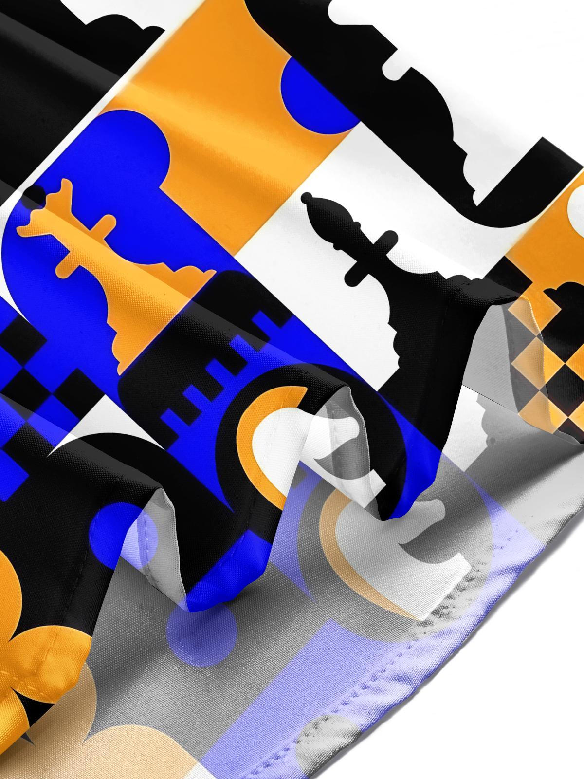 Chess Print Men's Pocket Short Sleeve Shirts