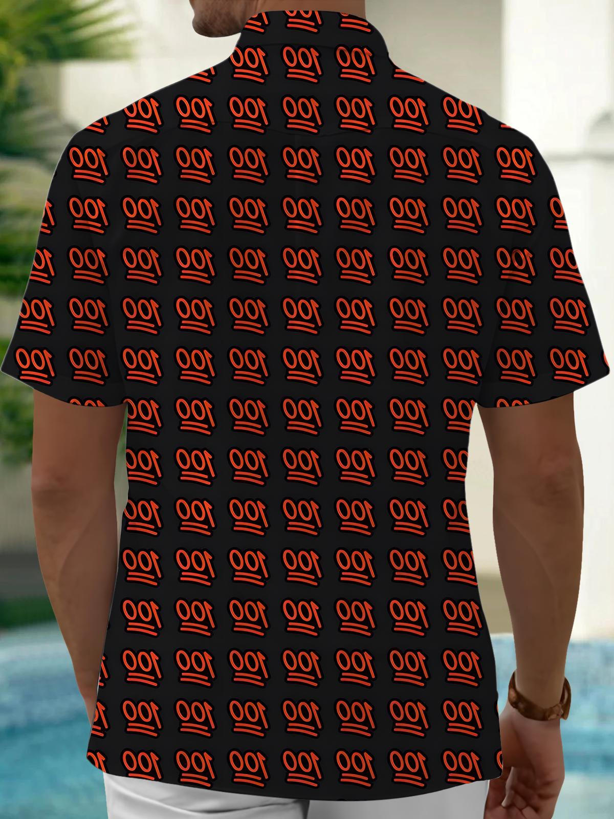 Number Print Men's Pocket Short Sleeve Shirts