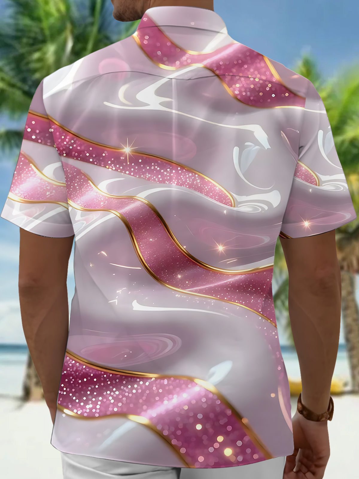 Abstract Print Men's Pocket Short Sleeve Shirts