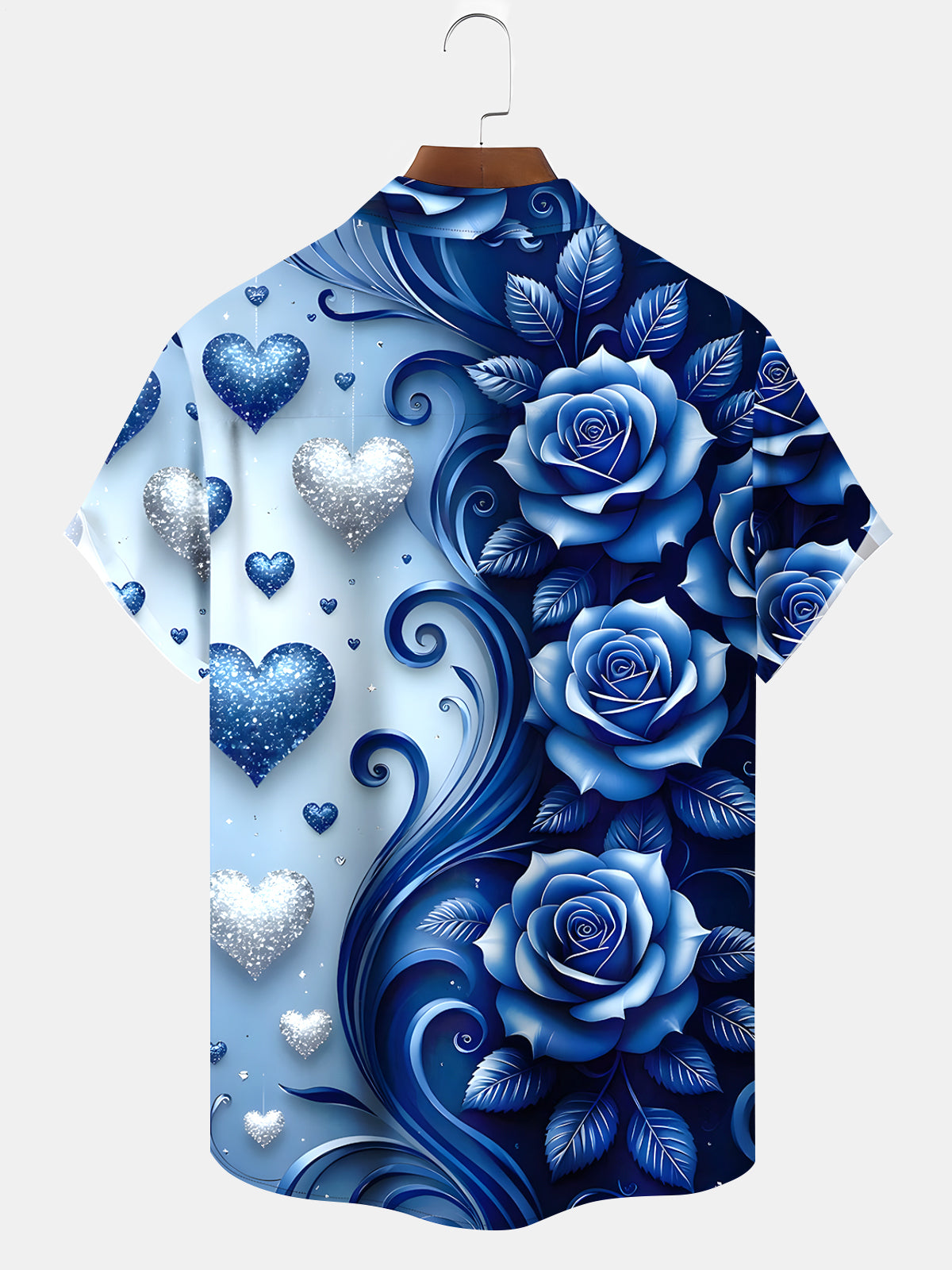 Rose Heart Men's Pocket Short Sleeve Shirts