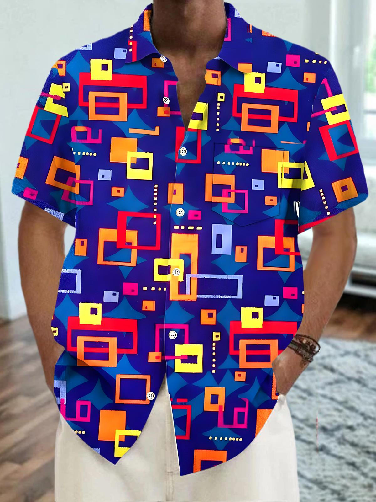Geometry Men's Pocket Short Sleeve Shirts