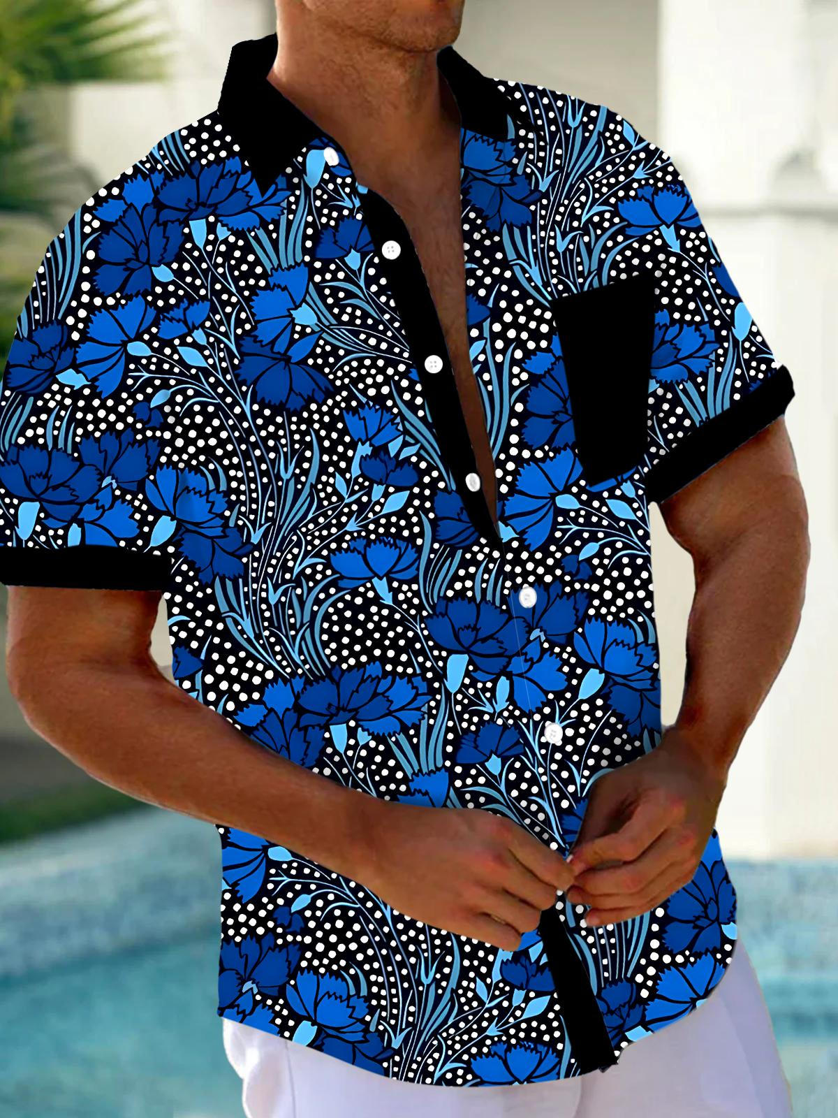 Floral Men's Pocket Short Sleeve Shirts