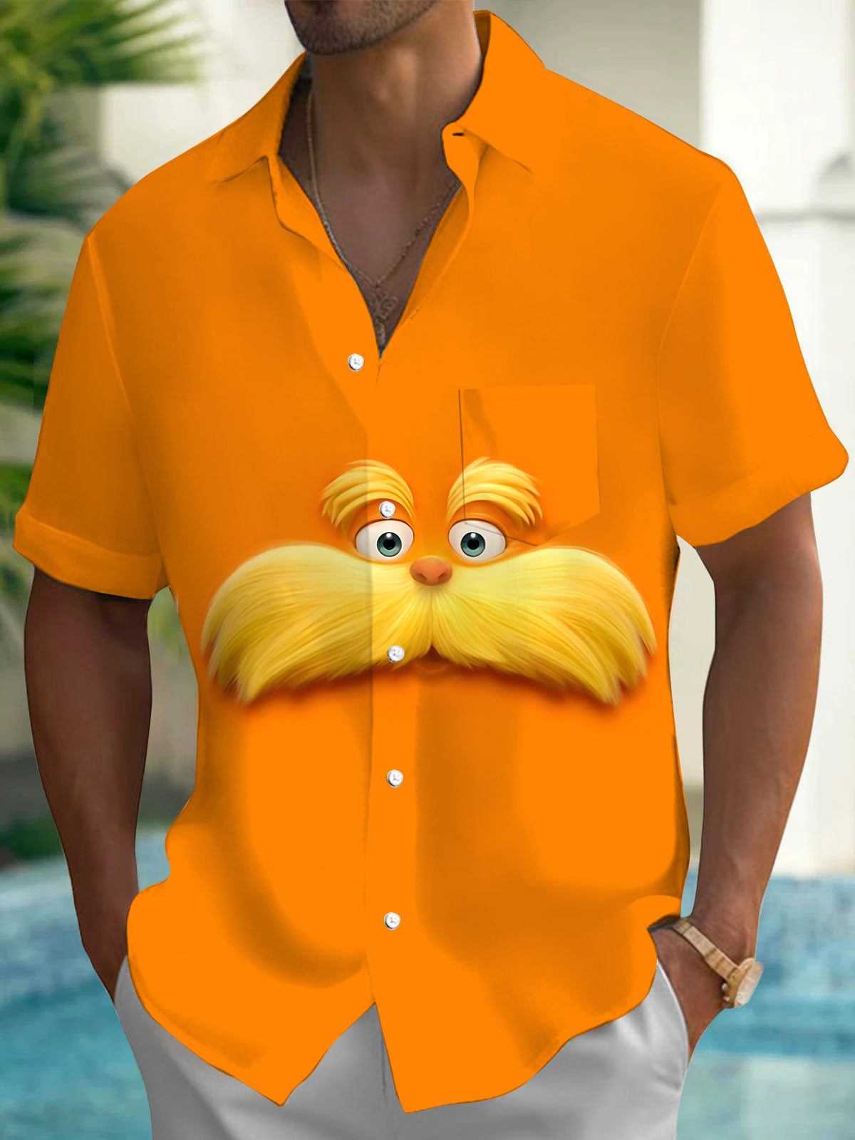 Funny Sea Lion Men's Pocket Short Sleeve Shirts