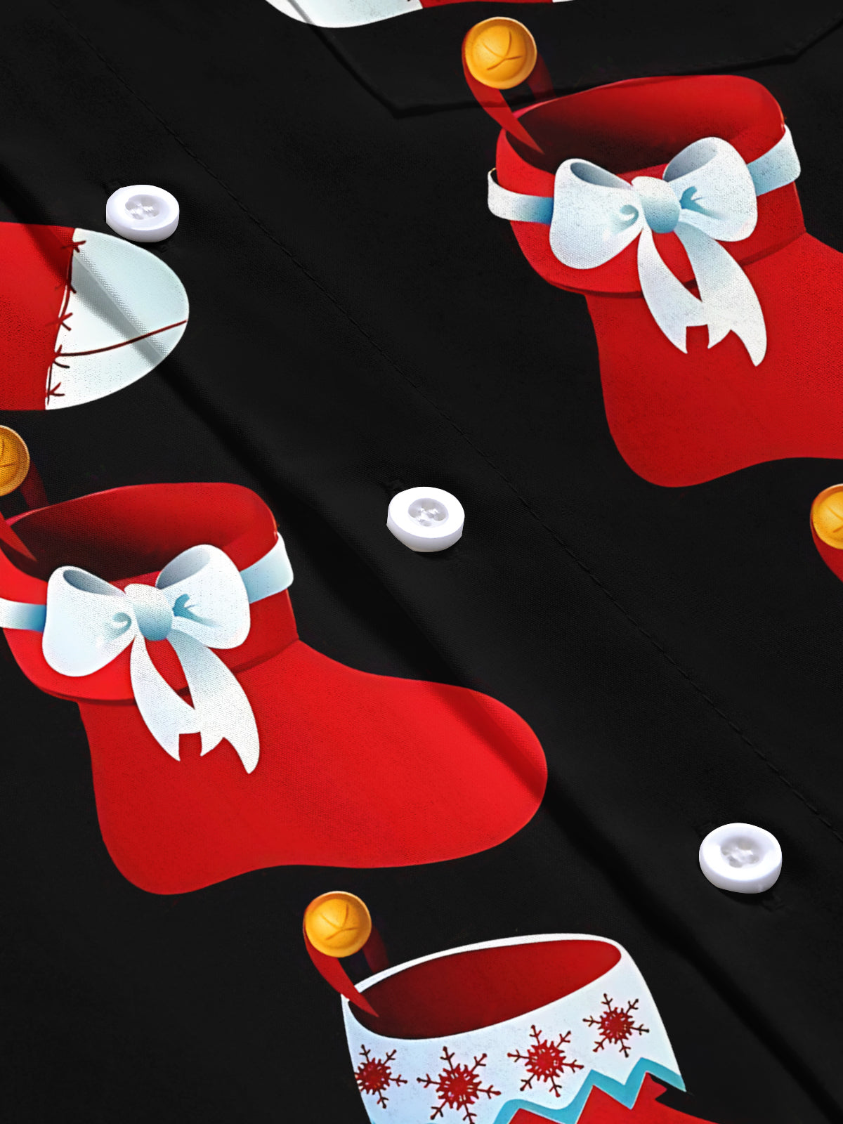 Christmas Socks Print Men's Pocket Short Sleeve Shirts