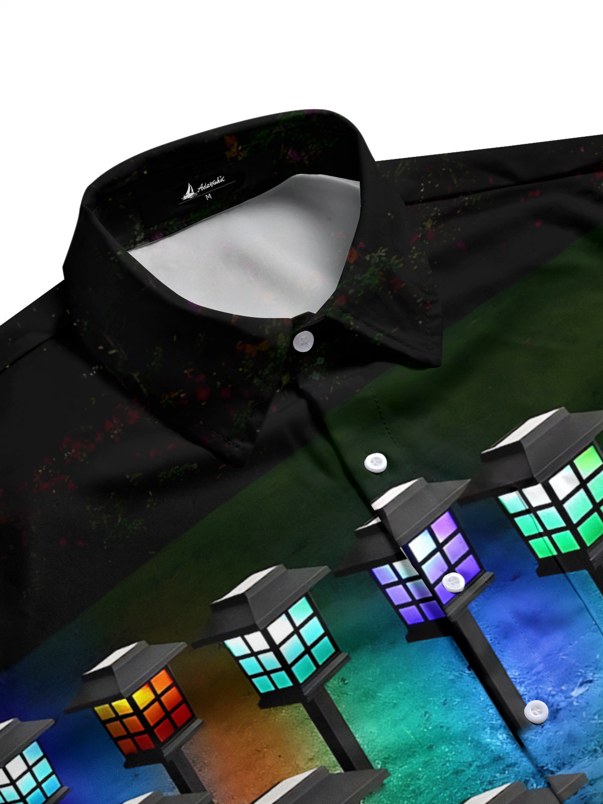 Street Lamp Print Men's Pocket Short Sleeve Shirts