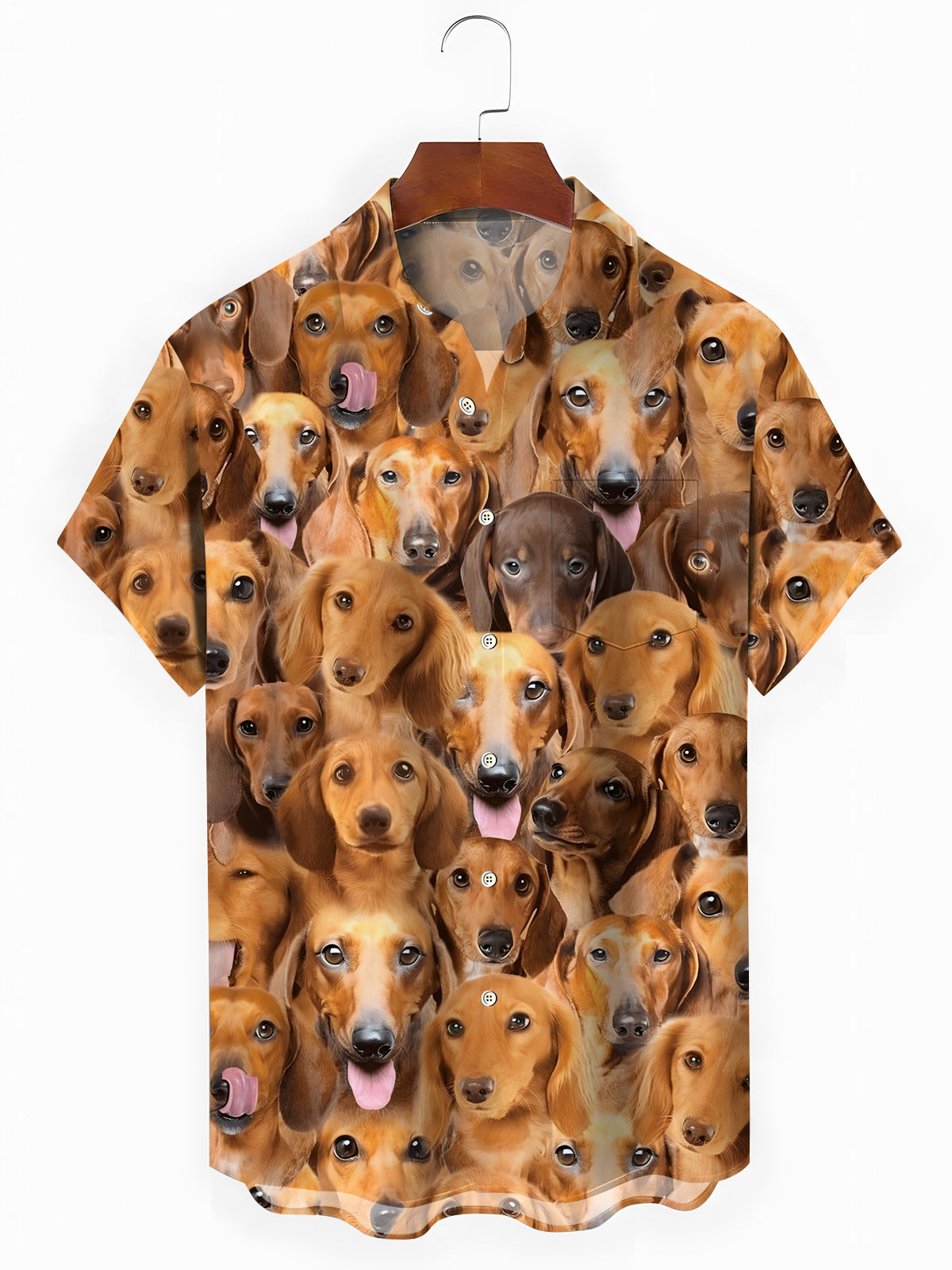 Dog Print Men's Pocket Short Sleeve Shirts