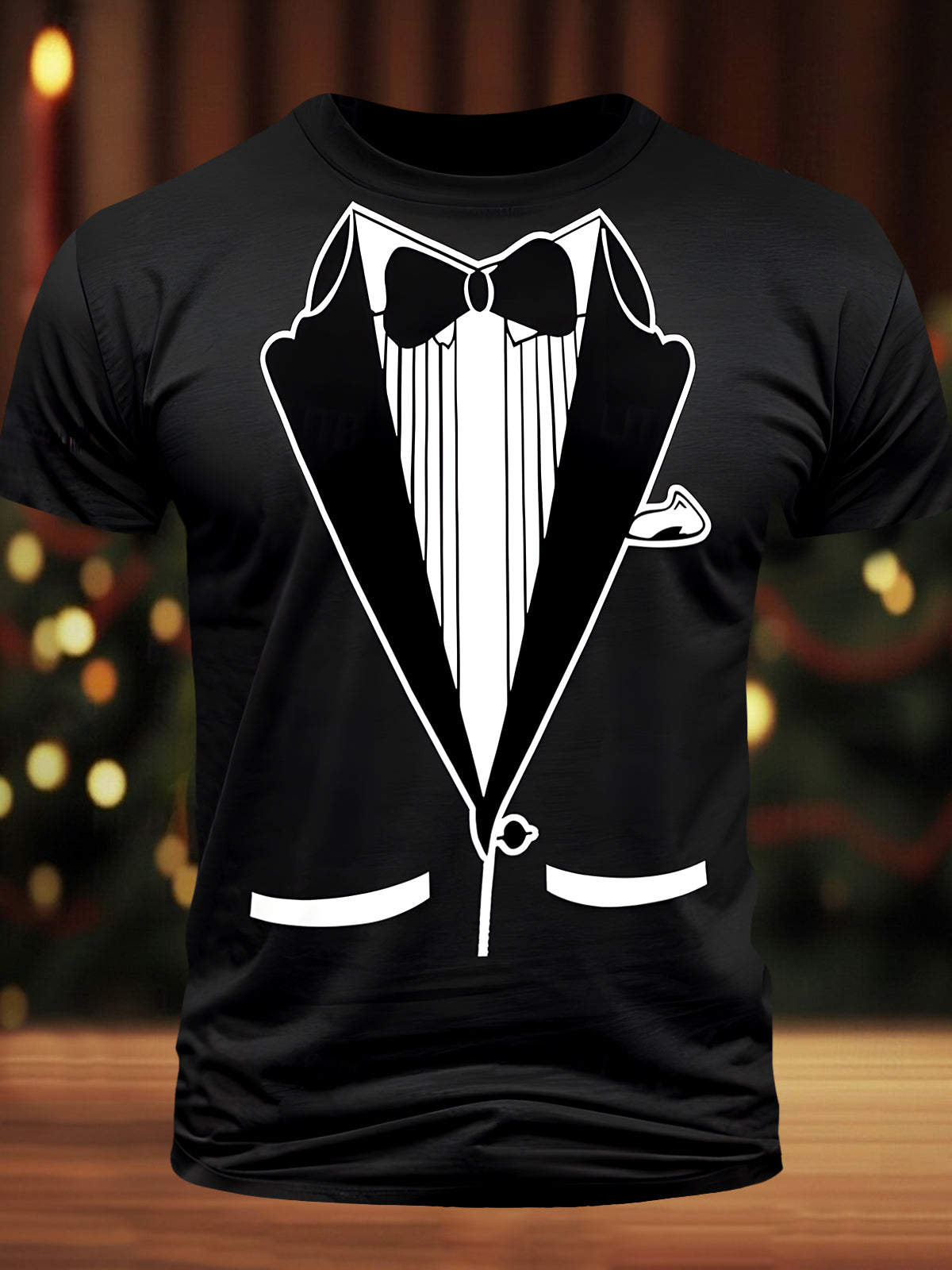 Funny Tie Costume Round Neck Short Sleeve Men's T-shirt